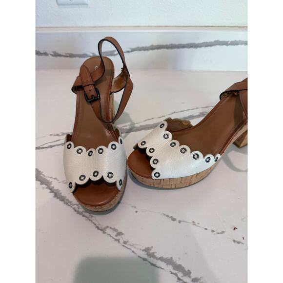 COACH Women's Platform Leather Sandals Shoes Chunky Heel Open-Toe Size 9 - Picture 14 of 15